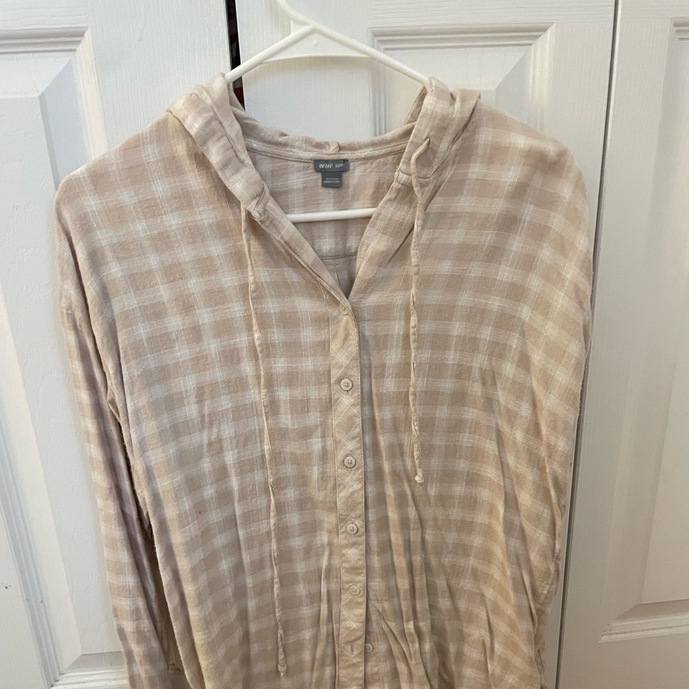 Aerie flannel shirt with hood.